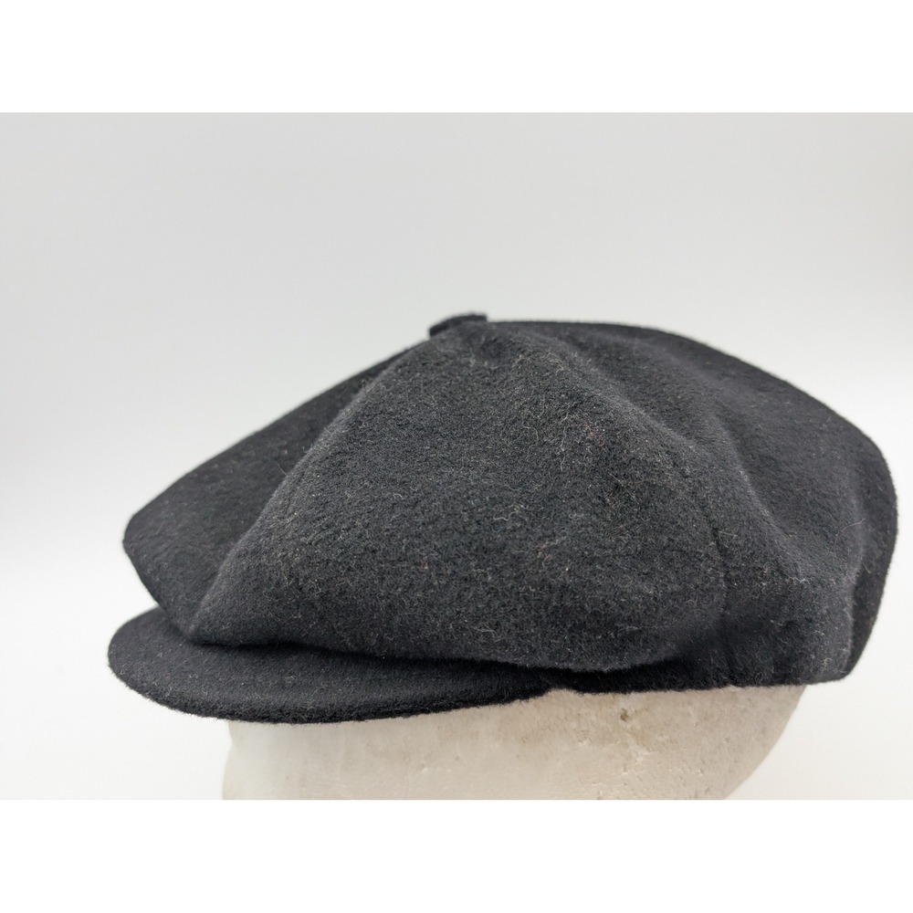 Stefeno Black Cashmere Newsboy Cap Made in Italy Size Medium 57 7 1/8